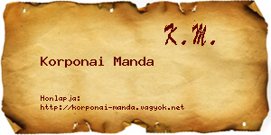 Korponai Manda névjegykártya